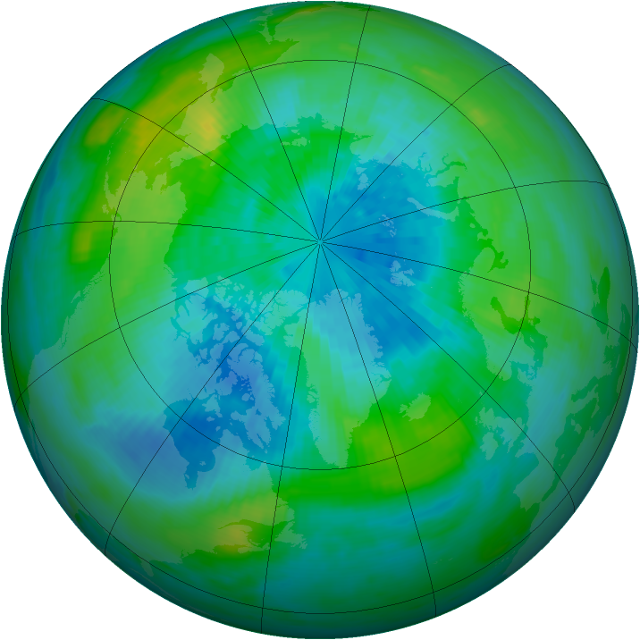 Arctic ozone map for 21 September 1991